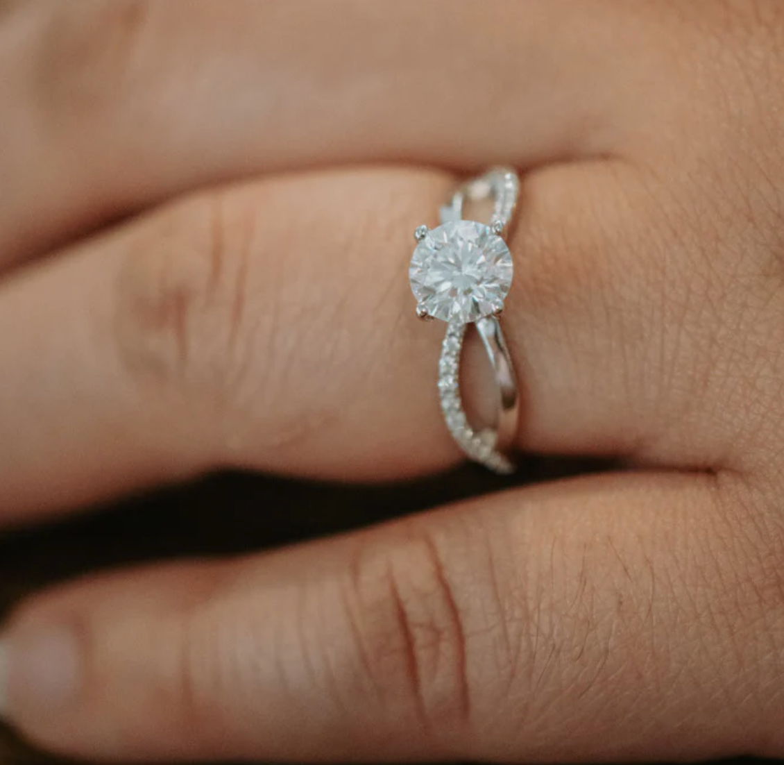 Aspen Round Cut 1CT Moissanite Ring on Sterling Silver